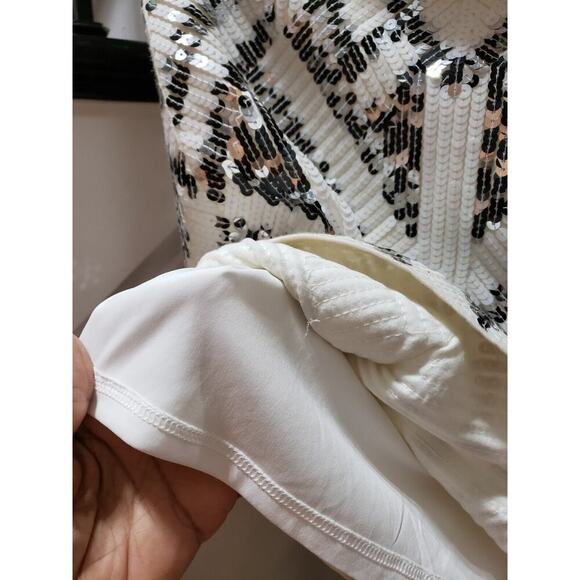 Express Women's White Sequin Lined 100% Polyester Straight & Pencil Skirt PS - Picture 5 of 9